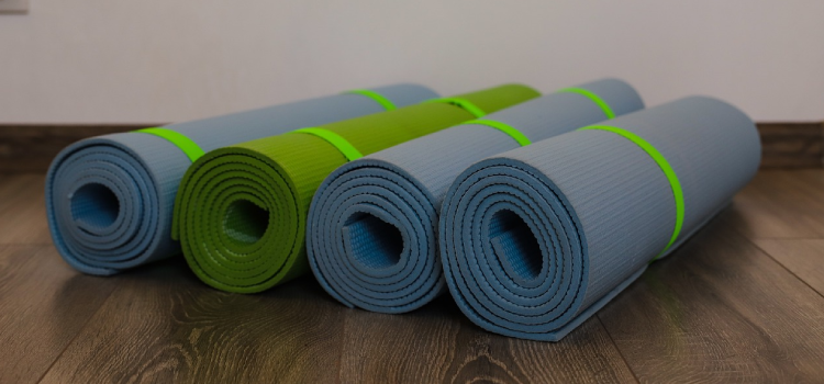 yoga mats in floor