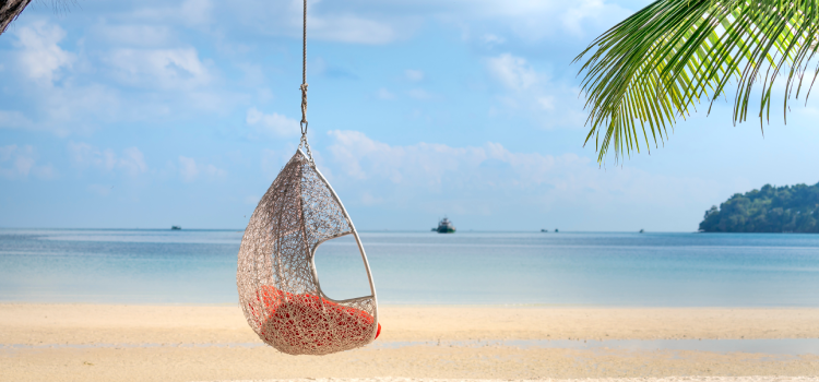 hanging chair in front of sea