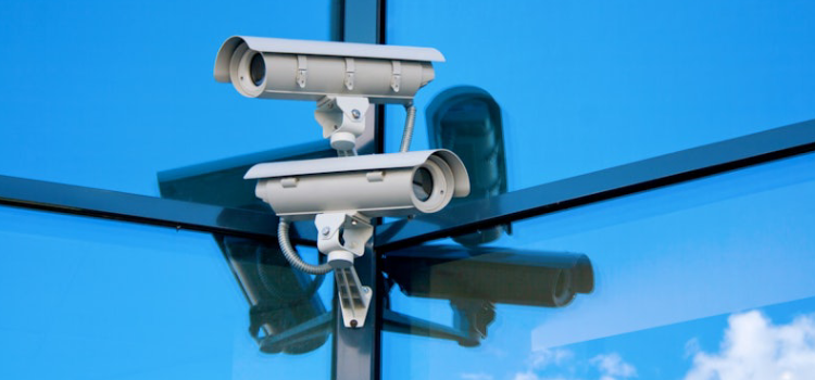 Security cameras on the glass